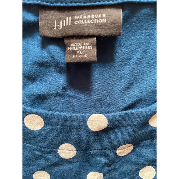 J. Jill Wearever Women's Polka Dot Atlantic Midi Dress‎ Career Blue Petite XL - Picture 2 of 7